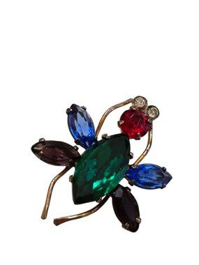 Vintage Unsigned Rhinestone Bug Fly Insect Brooch (A9178)